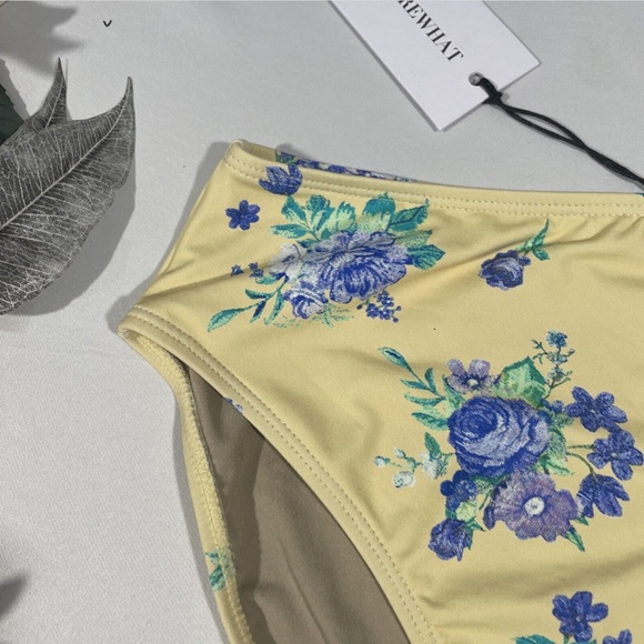 NWT WEWOREWHAT [‎ Small ] High Rise Swim Bottoms in Double Cream Yellow - Picture 5 of 12